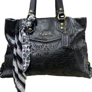 Coach Lace Laser Eyelet Ashley Bag Purse 21883 Black